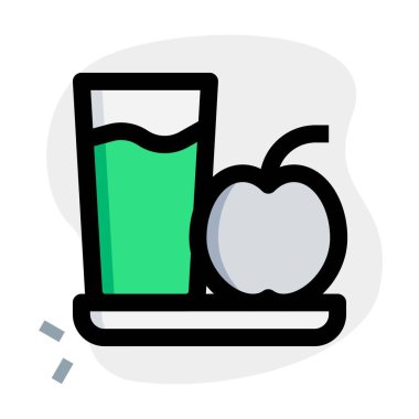 Healthy apple and glass of milk.