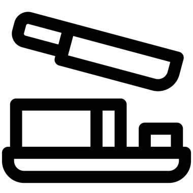 Block of fresh butter with knife.