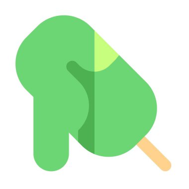 Melting cocoa ice bar on a stick.