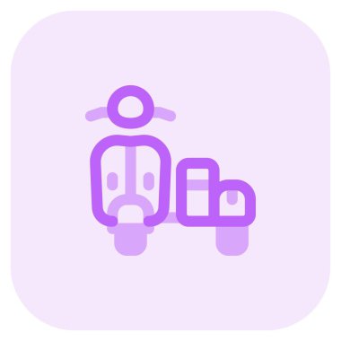 Sidecar 'ı olan eski moda bir scooter..