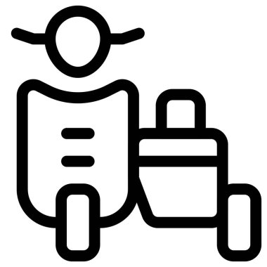 Sidecar 'ı olan antik bir scooter..