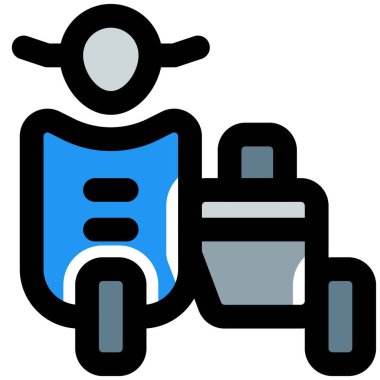 Sidecar 'ı olan antik bir scooter..