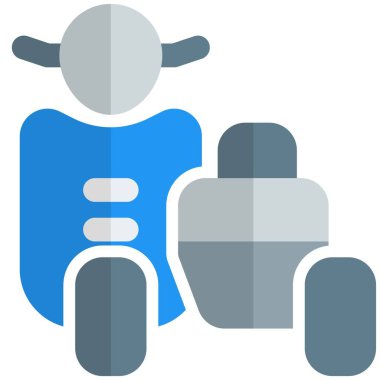 Sidecar 'ı olan antik bir scooter..