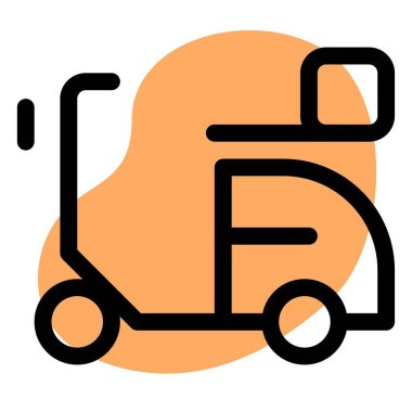 Bir kutu teslim ederken klasik stil scooter.