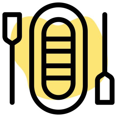 Şişirilebilir kauçuk bot ve kürekler..