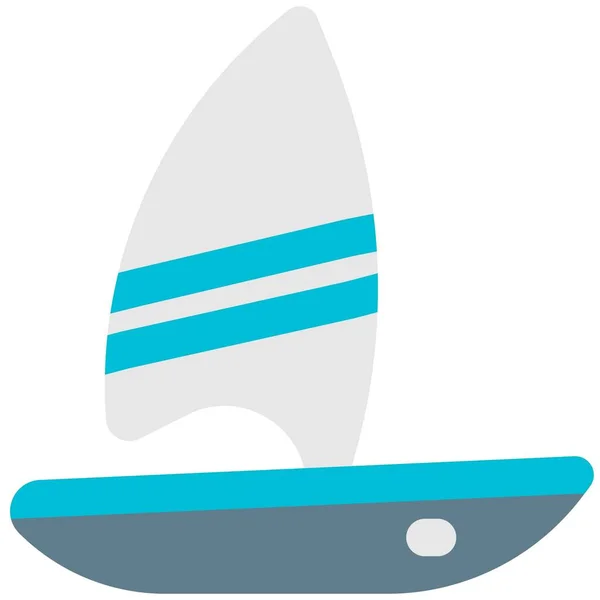 Rüzgâr Sörfçüsü Yelken Donanımlı Yüzen Tahta — Stok Vektör