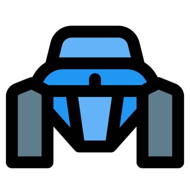 Büyük tekerlekleri olan motorlu bir araç..