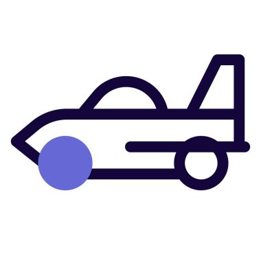 Arkada kanatları olan eşsiz bir araba.