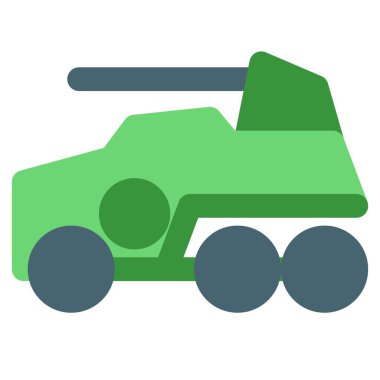 Güçlü bir top teçhizatlı tekerlekli araç..