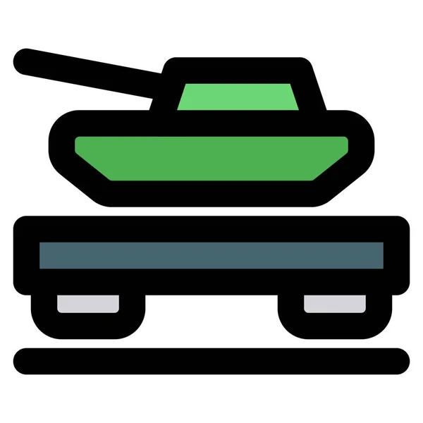 Militärzug Mit Kanonen Auf Gleis — Stockvektor