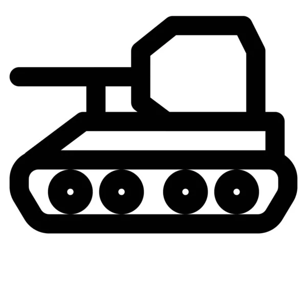 Tank Mit Großem Lauf Und Raupenrädern — Stockvektor