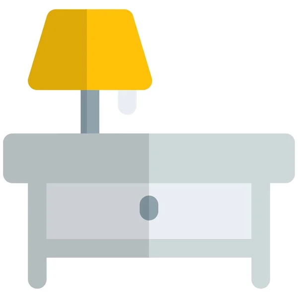 シングル引き出しとランプ付きのベッドサイドテーブル — ストックベクタ