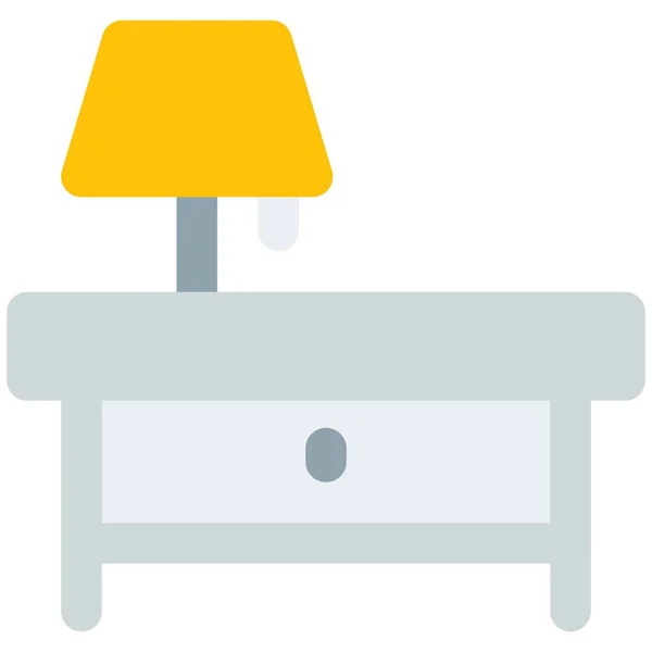 Nachttisch Mit Schublade Und Lampe — Stockvektor