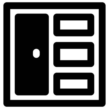 Birden fazla çekmecesi olan klasik gardırop.