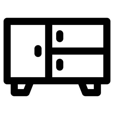 Birden fazla çekmeceli ve dolabı olan yan pano