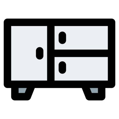 Birden fazla çekmeceli ve dolabı olan yan pano