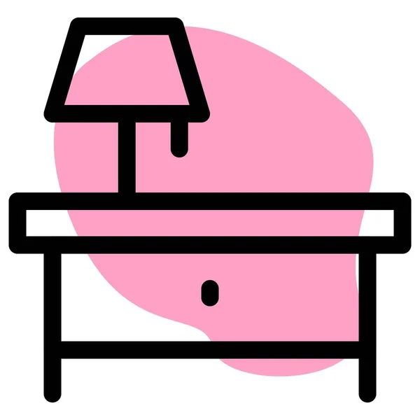 Nachttisch Mit Schublade Und Lampe — Stockvektor