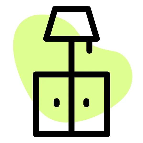 Cabinet Avec Lampe Utilisée Comme Table Chevet — Image vectorielle