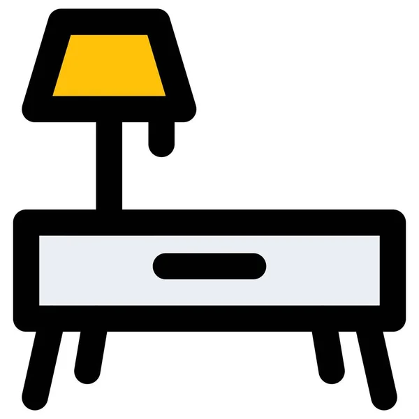 Nachttisch Modernen Stil Mit Lampe — Stockvektor