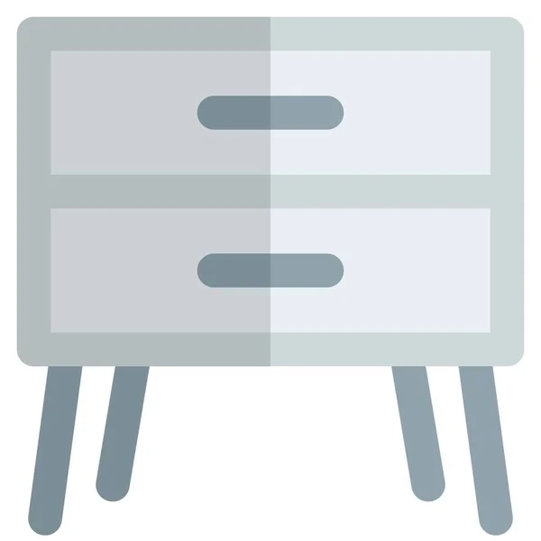 Table Chevet Avec Double Tiroir — Image vectorielle