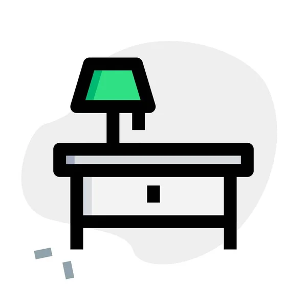 Sängbord Med Enkel Låda Och Lampa — Stock vektor