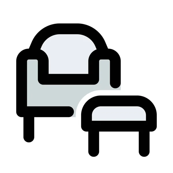 Poduszkowy Fotel Miękkim Podnóżkiem — Wektor stockowy