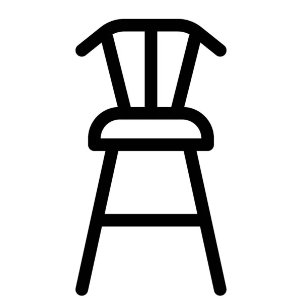 Dřevěná Barová Stolička Vybavená Opěradlem — Stockový vektor