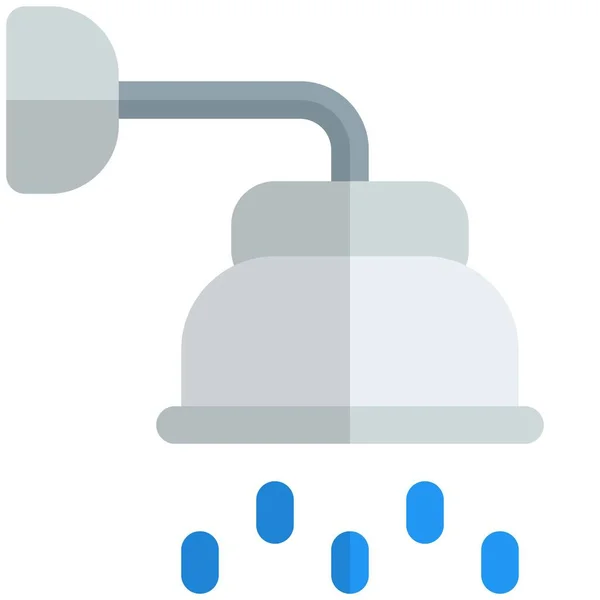 水が流れる壁に取り付けられたヘッドシャワー — ストックベクタ
