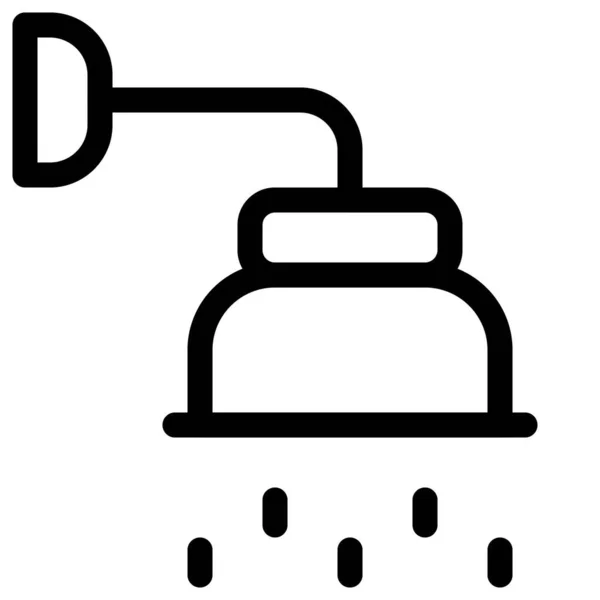 水が流れる壁に取り付けられたヘッドシャワー — ストックベクタ
