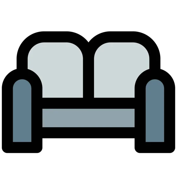 Sofá Assento Almofadado Confortável Com Lado Costas — Vetor de Stock
