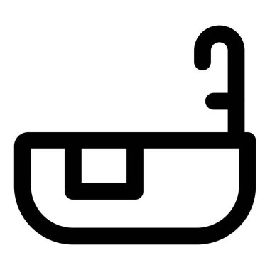 Uzun musluğu olan modern bir küvet..