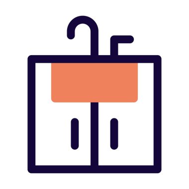 Geniş çiftlik evi musluklu lavabo dolabı.