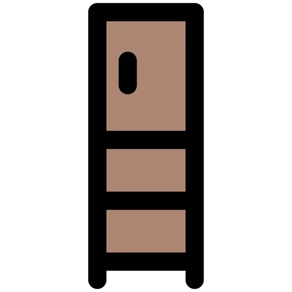 Dřevěná Vysoká Skříň Více Zásuvkami — Stockový vektor