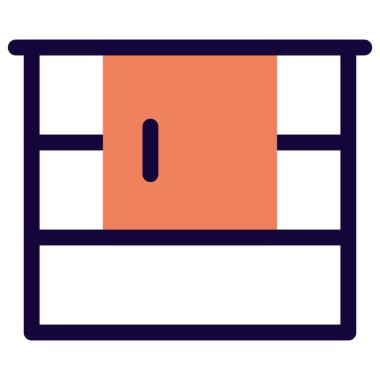 Rafları olan duvara monte edilmiş banyo dolabı..