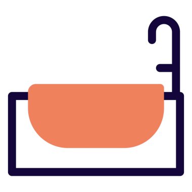 Yıkanmak için musluğu olan şık bir küvet..