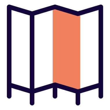 Oda ayırıcı olarak kullanılan katlama veya giydirme ekranı.