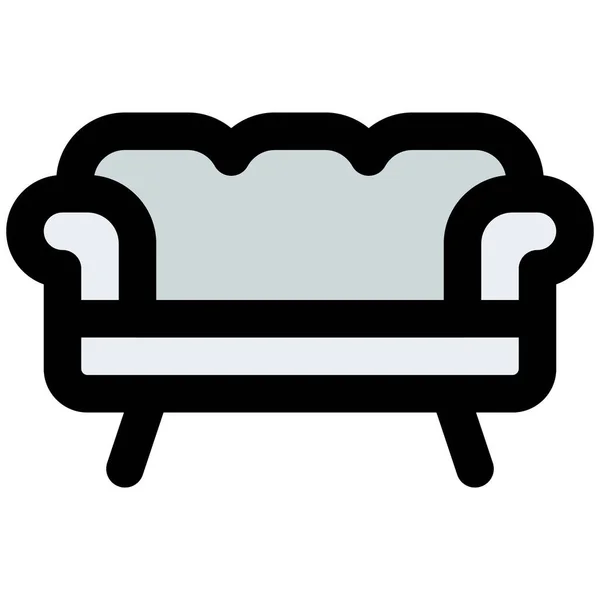 Vintage Style Sofa Stuffed Armrests — Stock Vector