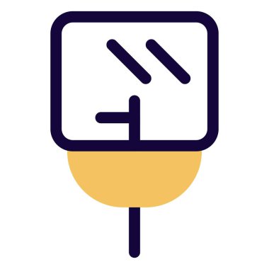 Duvar asılmış lavabo ve küçük ayna.