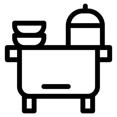 Büfe, yemek gösterisi için bir masa..