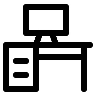 Bilgisayara özel bölmeleri olan ahşap masa.