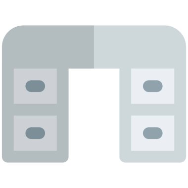 Birden fazla çekmecesi olan büyük boy bir masa.