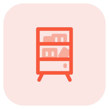 Kitaplar için ahşap raf veya dolap.