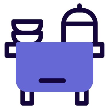 Büfe, yemek gösterisi için bir masa..