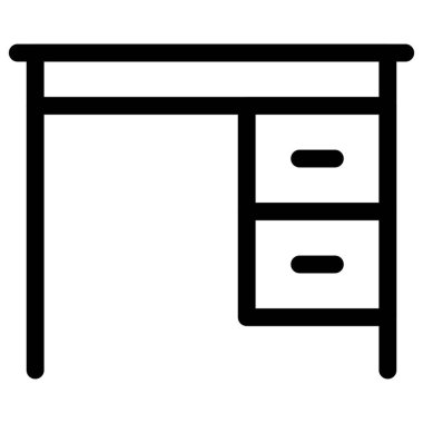 Malzemeleri saklamak için çekmeceli çalışma masası