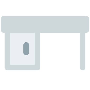 Yan taraftaki geniş dolaplı ahşap masa.