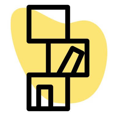 Blok stili, modaya uygun ahşap raf.