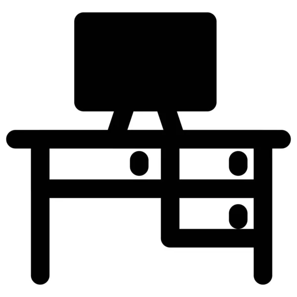 Escritorio Múltiples Cajones Utilizado Para Computadora — Vector de stock