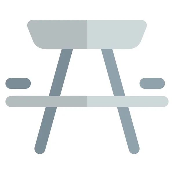 Stół Piknikowy Przymocowanymi Ławkami Siedzenia — Wektor stockowy