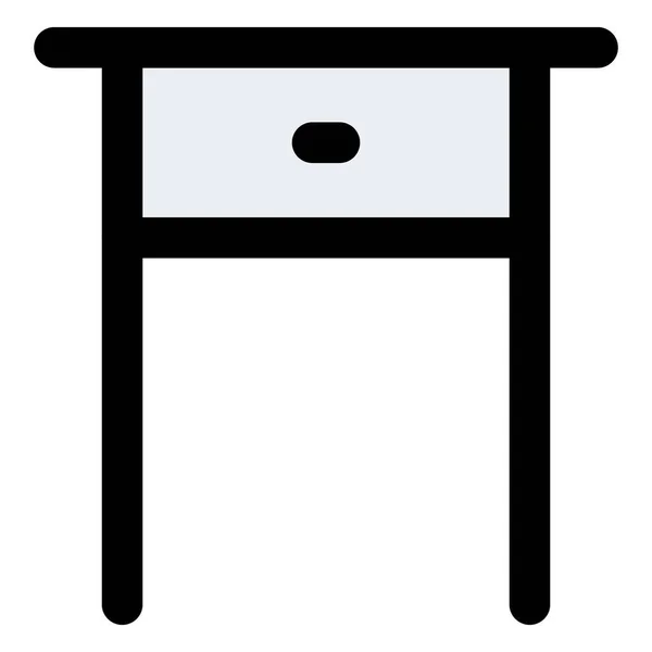 Table Extrémité Avec Tiroir Placé Dans Coin Pièce — Image vectorielle