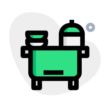 Büfe, yemek gösterisi için bir masa..